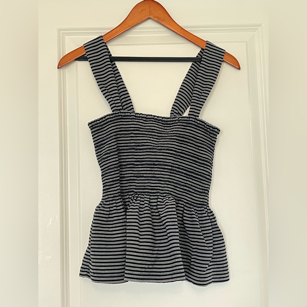 Madewell Navy and White Striped Top